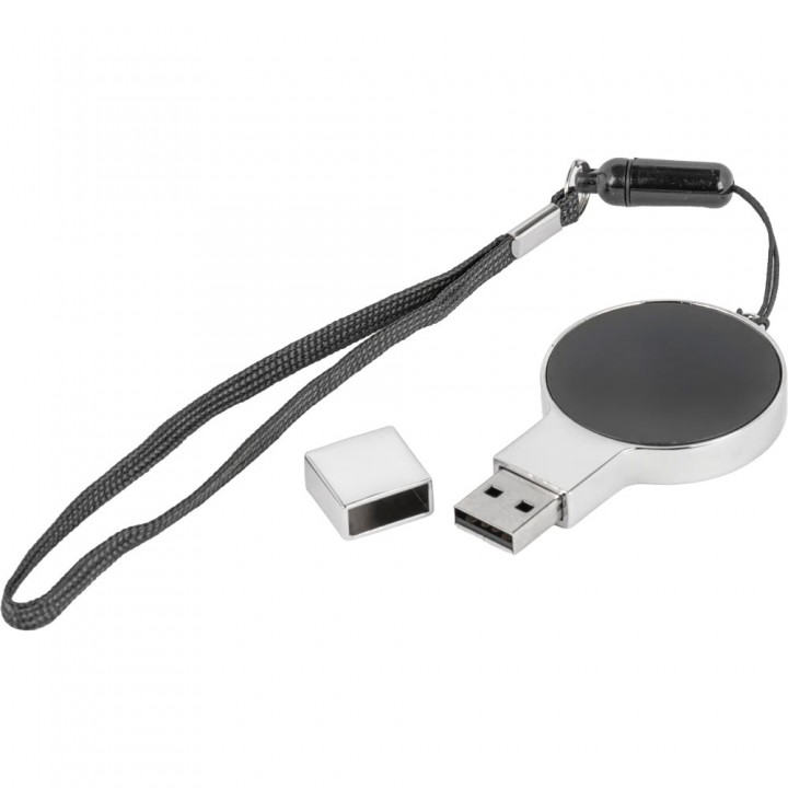 Askılı Yuvarlak Işıklı Logolu 16 GB Metal Lazer Markalamalı Promosyon USB Bellek